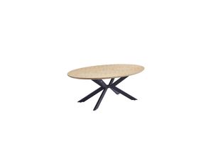 4058166271433 - HOME DELUXE Esstisch Oval AVENTIS inkl Sternfuß - 200 x 120 cm - versch Farben - Fishbone Oak