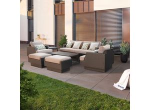 4058166274151 - HOME DELUXE Rattanlounge MALIBU inkl Abdeckung – Anthrazit