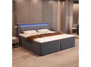 4058166274441 - HOME DELUXE Boxspringbett ZENOVA 140 x 200 cm - dunkelgrau