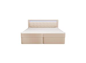 4058166274847 - HOME DELUXE Boxspringbett ZENOVA inkl Matratze und Topper 140 x 200 cm - Beige H2 H3