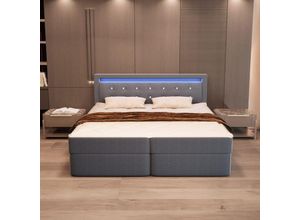 4058166274922 - HOME DELUXE Boxspringbett ZENOVA inkl Matratze und Topper 180 x 200 cm - Dunkelgrau H2 H3 -EOL-