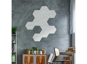 4058166285409 - HOME DELUXE Akustikplatten Hexagon selbstklebend SILENT – Hellgrau - 5er Set