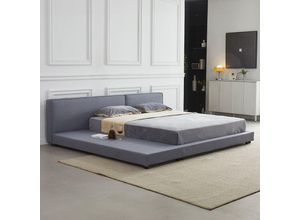 4058166293350 - Bett mit Ablage galaxis Größe 140 x 200 cm Farbe Grau Bett Mit Matratze 180X200 - Home Deluxe