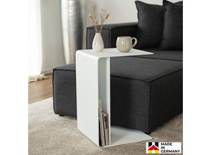 4058166302991 - Beistelltisch aus Metall zima - 58 x 38 cm Weiß Made in Germany Couchtisch Marmor Marmor Tisch - Home Deluxe