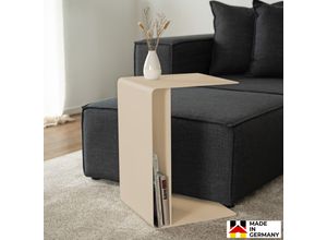 4058166306746 - Beistelltisch aus Metall zima - 58 x 38 cm Creme Made in Germany Couchtisch Marmor Marmor Tisch - Home Deluxe