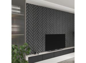 4058166319272 - Akustikpaneel Fischgrätenoptik VEGA Black Oak 3er Set - 80 x 40 cm