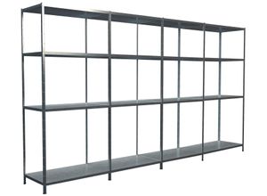 4058255070459 - Steckregal Stecksystem Grund- und 3x Anbauregale Regale Metall verzinkt 1800x4000x350 mm 16 Böden Gr B H T 400 cm x 180 cm x 35 cm silberfarben Werkstatt-Regale