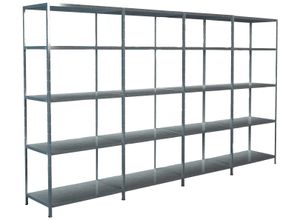 4058255070886 - Steckregal Stecksystem Grund- und 3x Anbauregale Regale Metall verzinkt 2000x4000x500 mm 20 Böden Gr B H T 400 cm x 200 cm x 50 cm silberfarben Werkstatt-Regale