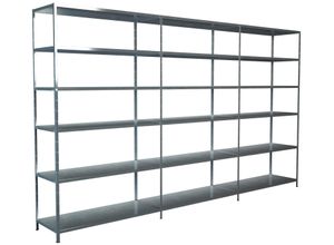 4058255070947 - Steckregal Stecksystem Grund- und 2x Anbauregale Regale Metall verzinkt 2300x3200x350 mm 18 Böden Gr B H T 320 cm x 230 cm x 35 cm silberfarben Werkstatt-Regale