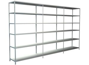 4058255071050 - Steckregal Stecksystem Grund- und 2x Anbauregale Regale Metall weiß 2300x2800x500 mm 18 Böden Gr B H T 280 cm x 230 cm x 50 cm weiß Werkstatt-Regale