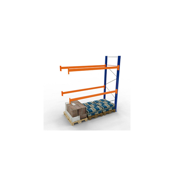 4058255107759 - Schulte Lagertechnik Palettenregal Anbauregal B 2786 x T 1100 x H 4000 mm 3 Ebenen Palettengewicht bis 800 kg Feldlast 5287 kg blau orange