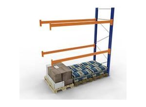 4058255107940 - Schulte Lagertechnik Palettenregal Anbauregal B 2786 x T 1100 x H 5000 mm 4 Ebenen Palettengewicht bis 1000 kg Feldlast 9000 kg blau orange