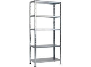 4058255115341 - Steckregal Stecksystem-Grundregal Regale 5 Böden Höhe 200cm in verschiedenen Ausführungen erhältlich Gr B H T 80 cm x 200 cm x 350 cm silberfarben (verzinkt) Werkstatt-Regale