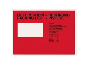 4058592292354 - Kk Verpackungen - 250 Dokumententaschen Lieferscheintaschen Din C5 Rot Begleitpapiertaschen - Rot