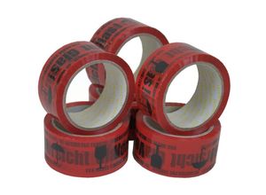 4058592306488 - 6 Rollen Packband Klebeband Vorsicht Glas Rot Paketband 48 mm x 66 m - Rot