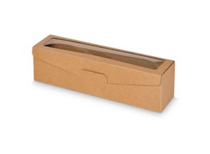 4058592801105 - Kk Verpackungen - 50 x Präsentkarton für 1 Flasche 380x95x90 mm Kraftpapier Fenster Natur - Natur