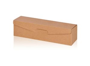 4058592802249 - Kk Verpackungen - 50 x Präsentkarton für 1 Flasche 380x95x90 mm Kraftpapier Natur - Natur Braun