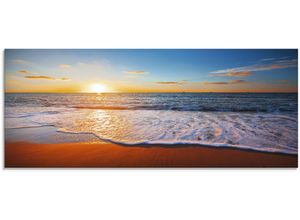 4058661011503 - Glasbild ARTLAND Sonnenuntergang und das Meer Bilder Gr B H 125 cm x 50 cm Glasbild Strand 1 St blau Glasbilder