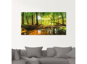 4058661084019 - Glasbild ARTLAND Wald mit Bach Bilder Gr B H 100 cm x 50 cm Glasbild Wald 1 St grün Glasbilder in verschiedenen Größen