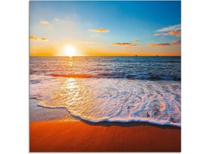 4058661084521 - Glasbild ARTLAND Sonnenuntergang und das Meer Bilder Gr B H 20 cm x 20 cm Strand 1 St blau Glasbilder Bilder