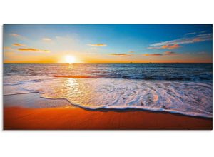 4058661084552 - Glasbild ARTLAND Sonnenuntergang und das Meer Bilder Gr B H 60 cm x 30 cm Strand 1 St blau Glasbilder Bilder