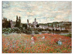 4058661177919 - Glasbild ARTLAND Mohnfeld bei Vetheuil Ca1880 Bilder Gr B H 60 cm x 45 cm Glasbild Blumenwiese Querformat 1 St rot Bild Glasbild Glasbilder Bilder in verschiedenen Größen