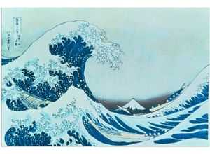 4058661199676 - Wandbild ARTLAND Die grosse Welle von Kanagawa 1831 Bilder Gr B H 90 cm x 60 cm Alu-Dibond-Druck Gewässer 1 St blau Bild Poster Bilder als Alubild Leinwandbild Wandaufkleber oder in versch Größen