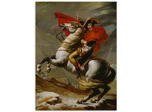 4058661223333 - Glasbild ARTLAND Napoleon bei der Überquerung Alpen Bilder Gr B H 60 cm x 80 cm Glasbild Menschen Hochformat 1 St braun Bild Glasbild Glasbilder Bilder in verschiedenen Größen