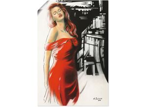 4058661289971 - Wandbild ARTLAND Schönheit im roten Kleid Bilder Gr B H 40 cm x 60 cm Poster Frau Hochformat 1 St rot Bild Poster Bilder als Alubild Leinwandbild Wandaufkleber oder in versch Größen