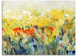 4058661318381 - Wandbild ARTLAND Schwingende Blumen II Bilder Gr B H 80 cm x 60 cm Leinwandbild Blumenwiese Querformat 1 St gelb Bild Metallbild Metallbilder Bilder als Alubild Leinwandbild Wandaufkleber oder Poster in versch Größen