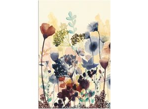 4058661373908 - Wandbild ARTLAND Sonnengetrocknete Blüten I Bilder Gr B H 60 cm x 90 cm Alu-Dibond-Druck Blumenwiese Hochformat 1 St bunt Bild Metallbild Metallbilder Bilder als Alubild Leinwandbild Wandaufkleber oder Poster in versch Größen