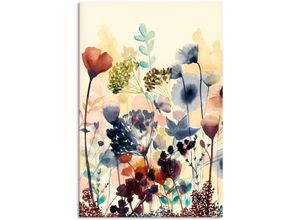 4058661373946 - Wandbild ARTLAND Sonnengetrocknete Blüten I Bilder Gr B H 60 cm x 90 cm Leinwandbild Blumenwiese Hochformat 1 St bunt Bild Metallbild Metallbilder Bilder als Alubild Leinwandbild Wandaufkleber oder Poster in versch Größen