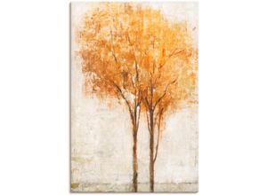 4058661379023 - Wandbild ARTLAND Fallende Blätter II Bilder Gr B H 60 cm x 90 cm Leinwandbild Bäume Hochformat 1 St beige (naturfarben) Bild Poster Bilder als Alubild Leinwandbild Wandaufkleber oder in versch Größen