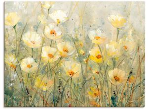 4058661384102 - Wandbild ARTLAND Sommer in voller Blüte I Bilder Gr B H 80 cm x 60 cm Leinwandbild Blumenwiese Querformat 1 St gelb Bild Metallbild Metallbilder Bilder als Alubild Leinwandbild Wandaufkleber oder Poster in versch Größen