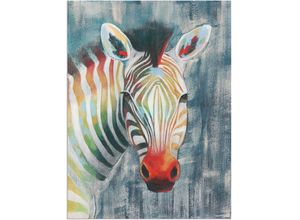4058661395306 - Wandbild ARTLAND Prisma Zebra I Bilder Gr B H 60 cm x 80 cm Alu-Dibond-Druck Wildtiere Hochformat 1 St grau Bild Metallbild Metallbilder Bilder als Alubild Leinwandbild Wandaufkleber oder Poster in versch Größen
