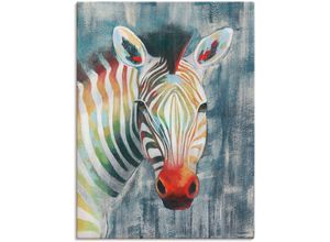 4058661395344 - Wandbild ARTLAND Prisma Zebra I Bilder Gr B H 60 cm x 80 cm Leinwandbild Wildtiere Hochformat 1 St grau Bild Metallbild Metallbilder Bilder als Alubild Leinwandbild Wandaufkleber oder Poster in versch Größen