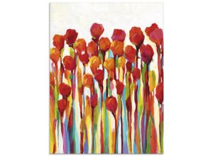 4058661399618 - Glasbild ARTLAND Strotzen mit Farben I Bilder Gr B H 45 cm x 60 cm Glasbild Blumenwiese Hochformat 1 St rot Bild Glasbild Glasbilder Bilder in verschiedenen Größen