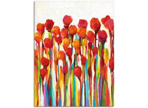 4058661399731 - Wandbild ARTLAND Strotzen mit Farben I Bilder Gr B H 90 cm x 120 cm Leinwandbild Blumenwiese Hochformat 1 St rot Bild Poster Bilder als Alubild Leinwandbild Wandaufkleber oder in versch Größen