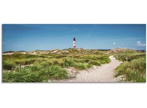 4058661450326 - Glasbild ARTLAND Leuchtturm auf der Insel Amrum Bilder Gr B H 125 cm x 50 cm Glasbild Gebäude 1 St blau Glasbilder in verschiedenen Größen