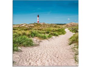 4058661461438 - Glasbild ARTLAND Leuchtturm auf der Insel Amrum Bilder Gr B H 20 cm x 20 cm Gebäude 1 St blau Glasbilder Bilder in verschiedenen Größen