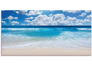 4058661596994 - Glasbild ARTLAND Großartige Strandlandschaft Bilder Gr B H 60 cm x 30 cm Strand 1 St blau Glasbilder Bilder in verschiedenen Größen