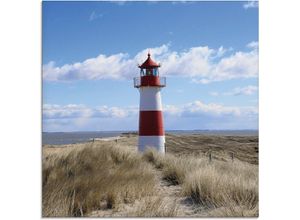 4058661598097 - Glasbild ARTLAND Leuchtturm Sylt Bilder Gr B H 40 cm x 40 cm Gebäude 1 St blau Glasbilder Bilder in verschiedenen Größen