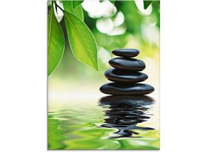 4058661598561 - Glasbild ARTLAND Zen Steinpyramide auf Wasseroberfläche Bilder Gr B H 60 cm x 80 cm Glasbild Zen 1 St grün Glasbilder in verschiedenen Größen