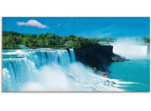 4058661600400 - Glasbild ARTLAND Niagara Bilder Gr B H 100 cm x 50 cm Glasbild Gewässer 1 St blau Glasbilder in verschiedenen Größen