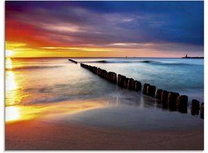 4058661624758 - Glasbild ARTLAND Ostsee mit schönem Sonnenaufgang Bilder Gr B H 60 cm x 45 cm Glasbild Strand 1 St blau Glasbilder in verschiedenen Größen
