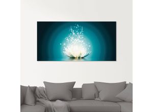 4058661625366 - Glasbild ARTLAND Magie der Lotus-Blume Bilder Gr B H 60 cm x 45 cm Glasbild Blumen 1 St blau Glasbilder in verschiedenen Größen