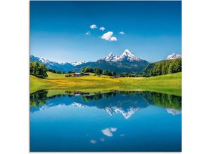 4058661636928 - Glasbild ARTLAND Landschaft in den Alpen Bilder Gr B H 20 cm x 20 cm Berge 1 St blau Glasbilder Bilder in verschiedenen Größen