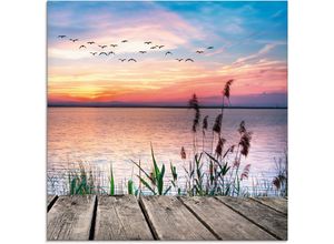 4058661637765 - Glasbild ARTLAND Der See in den Farben der Wolken Bilder Gr B H 20 cm x 20 cm Gewässer 1 St blau Glasbilder Bilder in verschiedenen Größen