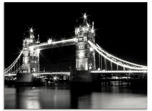 4058661664242 - Glasbild ARTLAND Tower Bridge London Bilder Gr B H 60 cm x 45 cm Glasbild Brücken Querformat 1 St schwarz Bild Glasbild Glasbilder Bilder in verschiedenen Größen