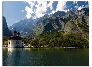 4058661672124 - Glasbild ARTLAND St Bartholomä (Königssee) Bilder Gr B H 60 cm x 45 cm Glasbild Berge Querformat 1 St blau Bild Glasbild Glasbilder Bilder in verschiedenen Größen